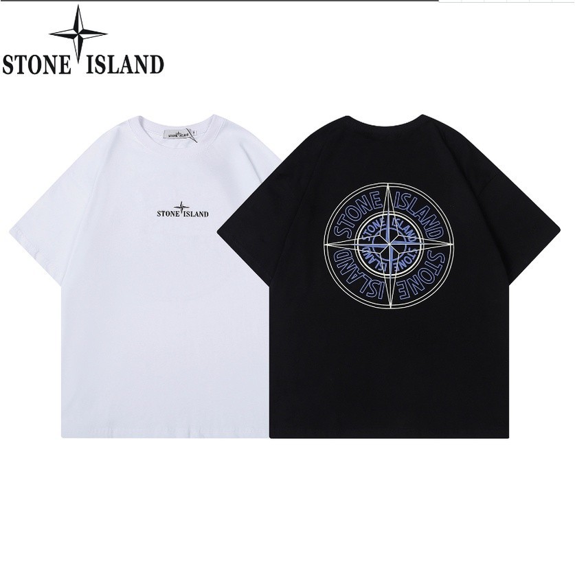 ️ ️ ️ Stone Island Stone Island 大指南針標誌印花男女休閒圓領短袖T恤