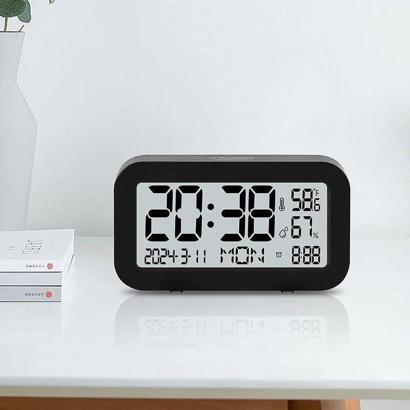 多功能LCD鬧鐘學生鐘錶簡約觸摸夜光時鐘時尚桌面檯鐘801Y02