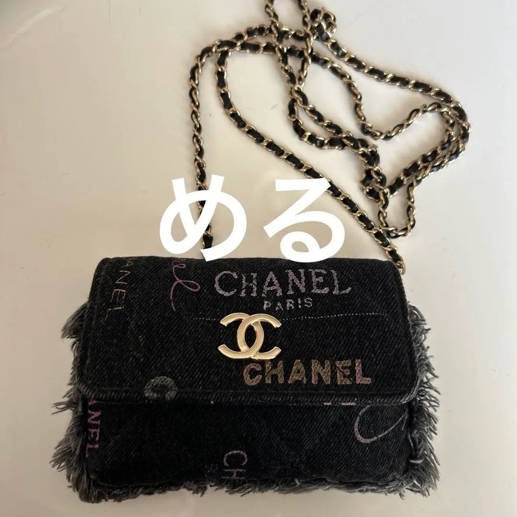 CHANEL 香奈兒 肩背包 22P 鏈條 matelasse系列 山茶花 丹寧布 mercari 日本直送 二手