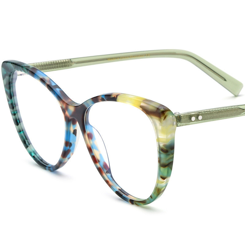 新款多色拼料貓眼板材眼鏡框男女同款眼鏡可配鏡眼鏡架