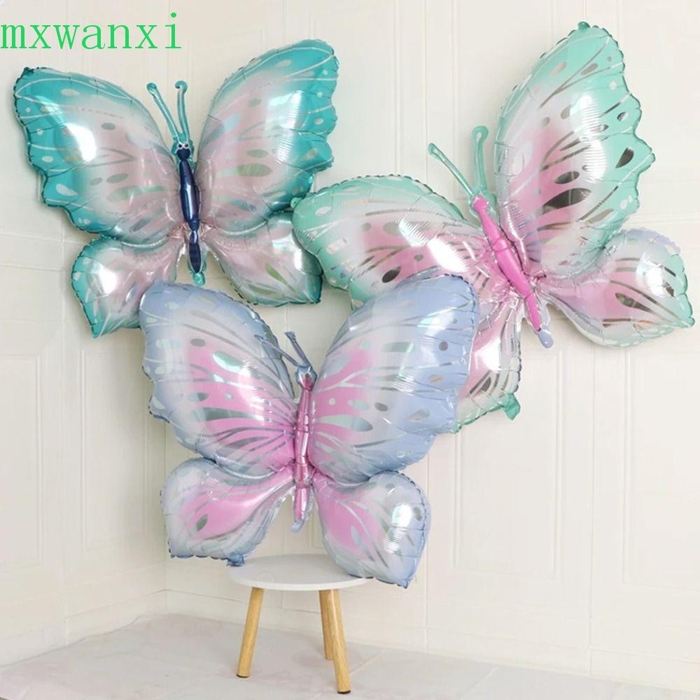 MXWANXI彩色蝴蝶氣球,卡通大型氦氣球,攝影道具3D加厚鋁箔氣球嬰兒淋浴