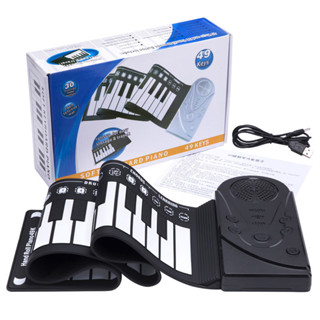 49鍵手卷鋼琴 矽膠便攜式兒童初學摺疊電子琴跨境批發