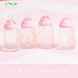 Elmer 5 件仿真迷你奶瓶,彩色 DIY 玩具 DIY 迷你奶嘴瓶,迷你可愛奶瓶迷你樹脂可愛兒童奶瓶玩具娃娃屋配件