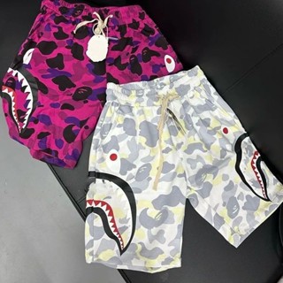 日本時尚品牌夏季流行鯊魚頭短褲迷彩印花男女情侶寬鬆休閒運動短褲