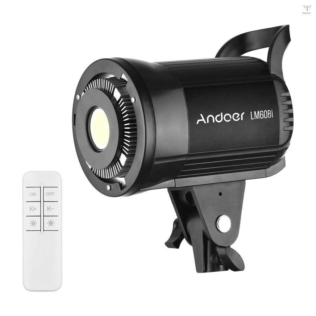 Uurig)andoer LM60Bi 便攜式 LED 攝影補光燈 60W 工作室視頻燈 2700K-5700K 可調光
