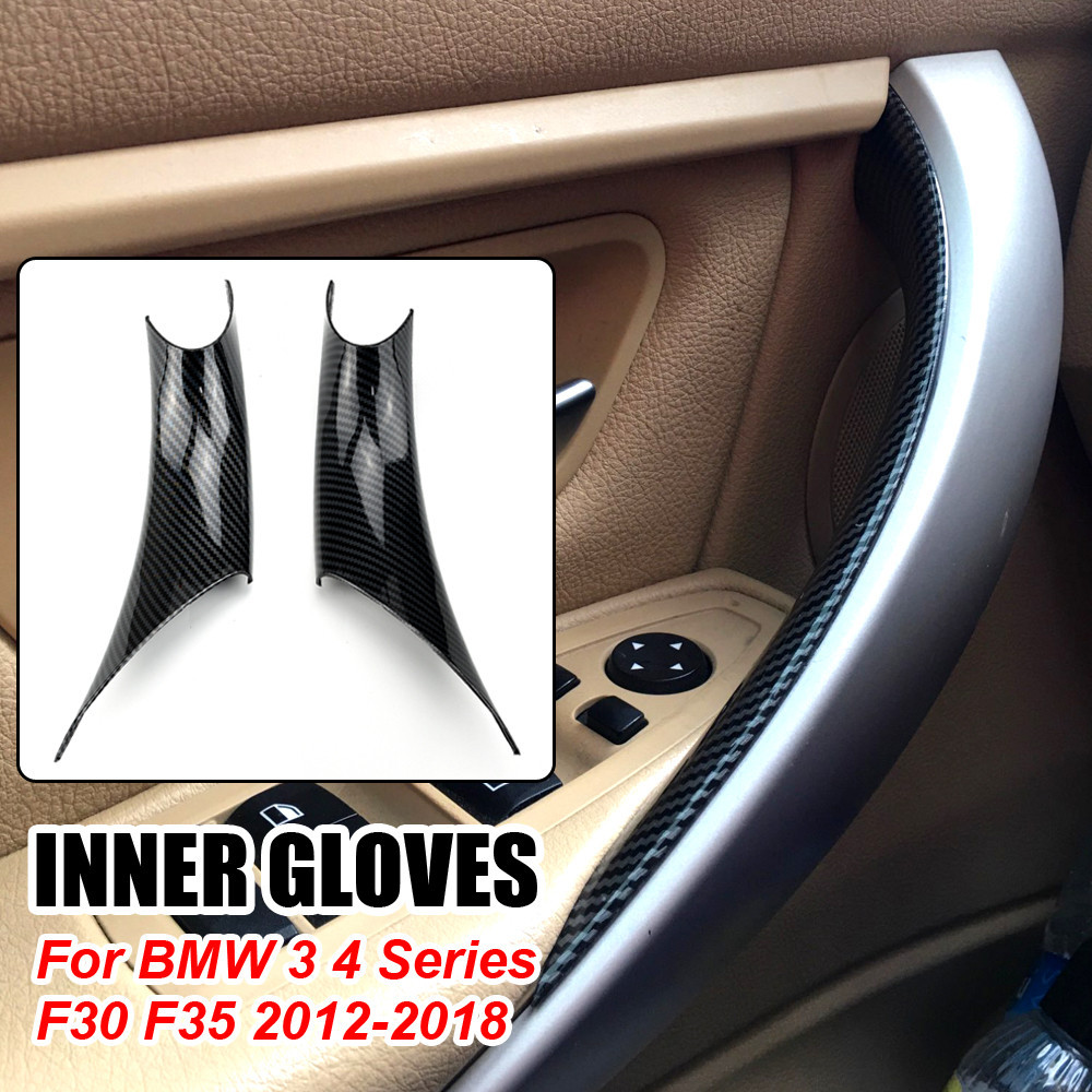 BMW Abs 碳纖維門把手外殼保護罩適用於寶馬 3 系 F30 F35 2012-2018 內飾門配件