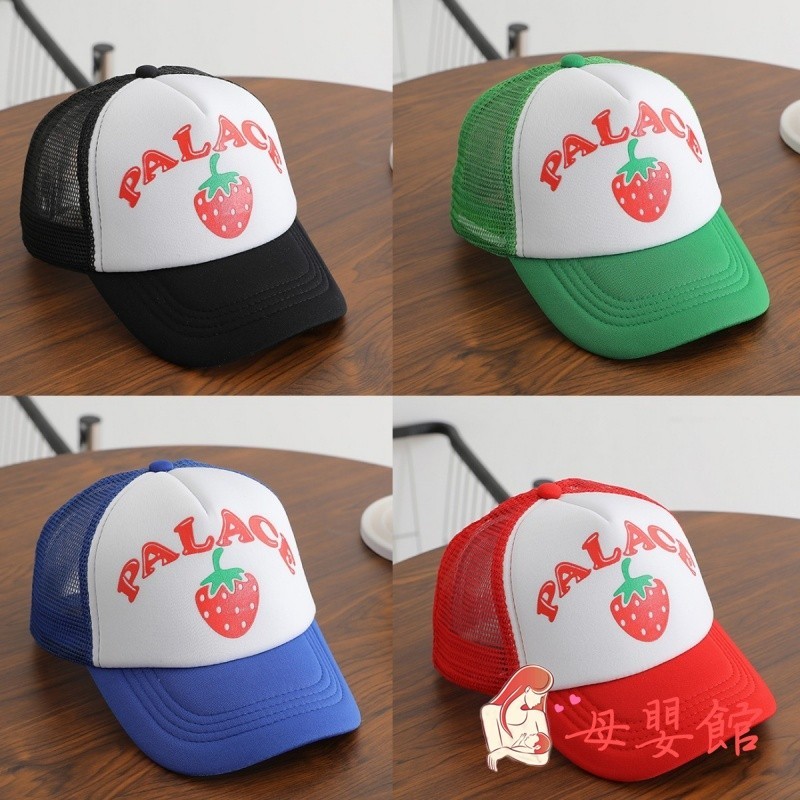 親子遮陽帽運動棒球帽親子鴨舌帽別緻字母草莓印花親膚透氣防風帽