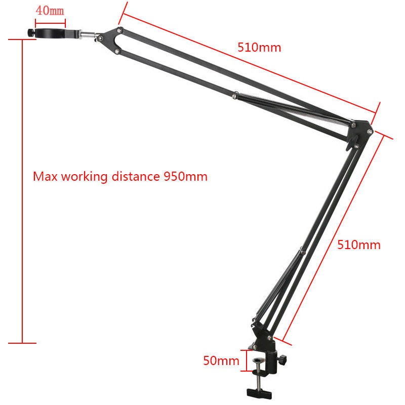可調節懸臂臂臂桌面夾支架可選直徑 40 毫米鏡頭支架數碼顯微鏡焊接相機支架