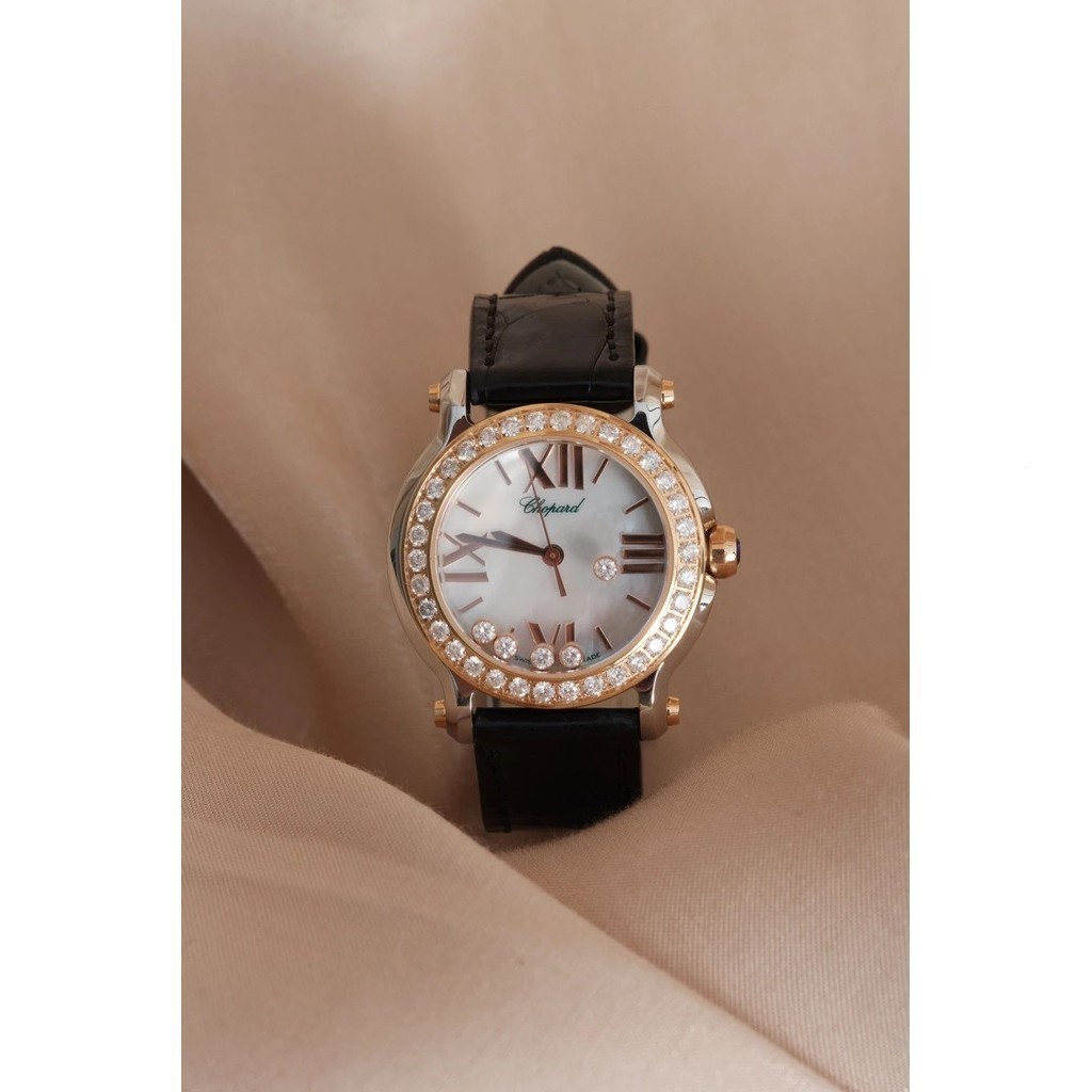 女表HAPPY DIAMONDS系列278509-6006間金錶盤鑲鑽瑞士石英機芯手錶30毫米