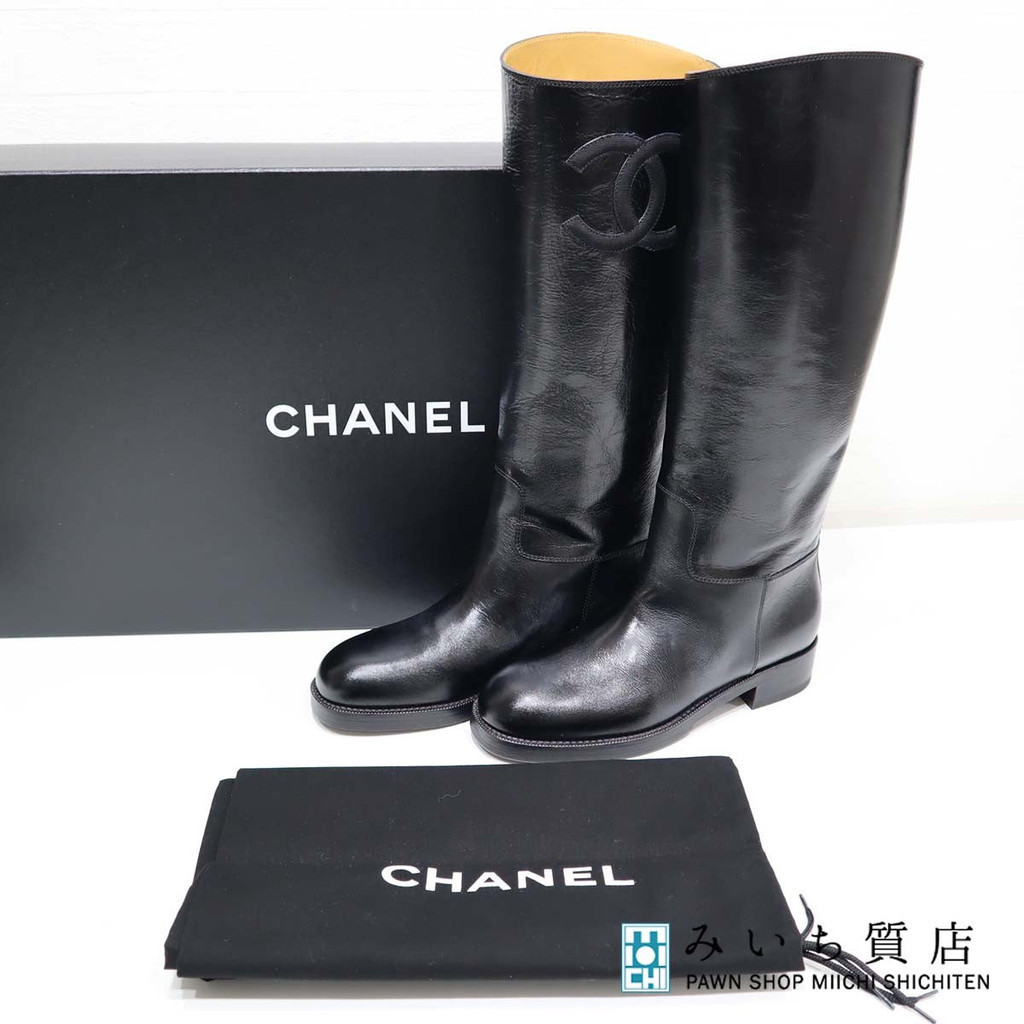 CHANEL 香奈兒靴子雙c標誌黑色 日本直送 二手
