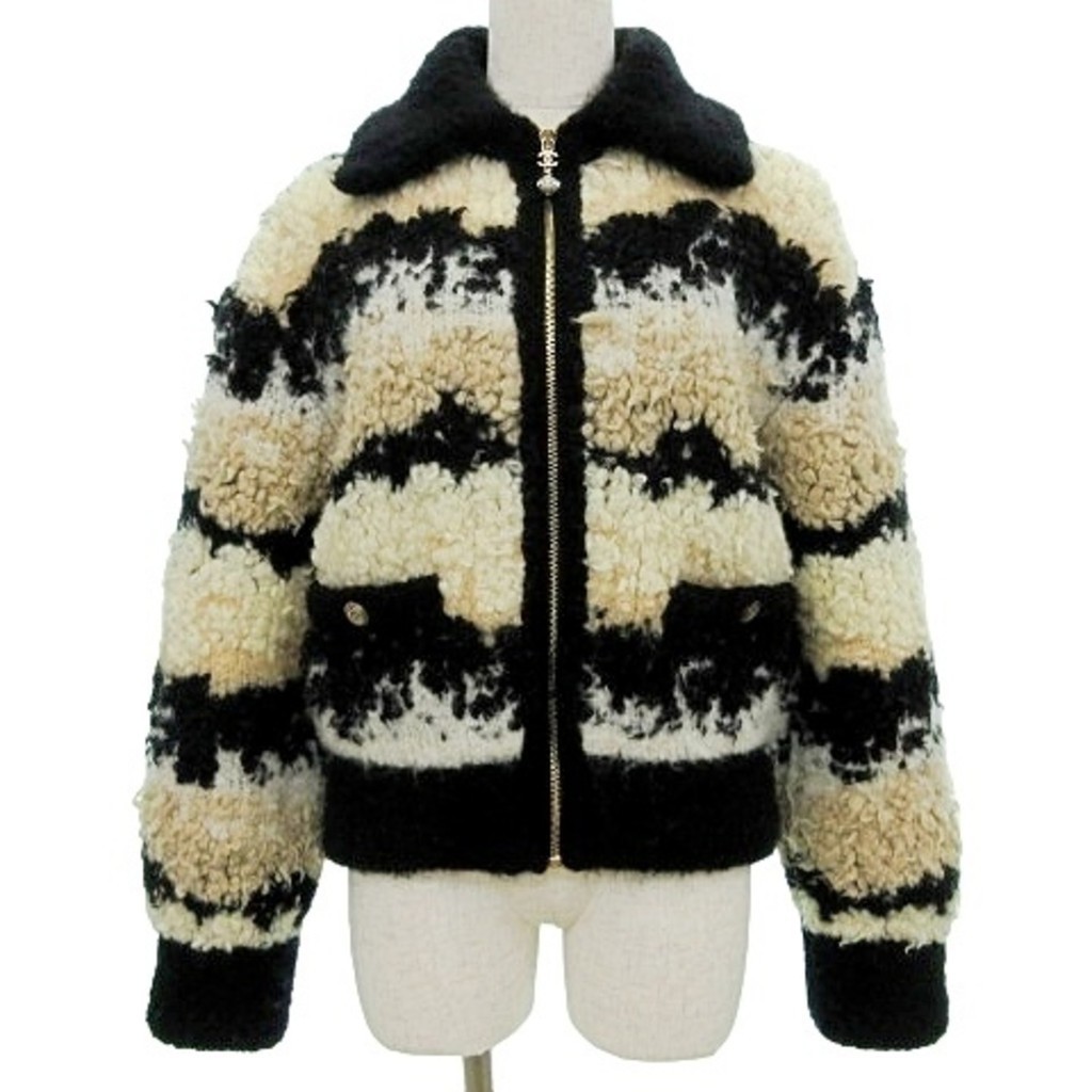 CHANEL 香奈兒夾克外套 毛衣雙c標誌大約羊絨黑色 日本直送 二手