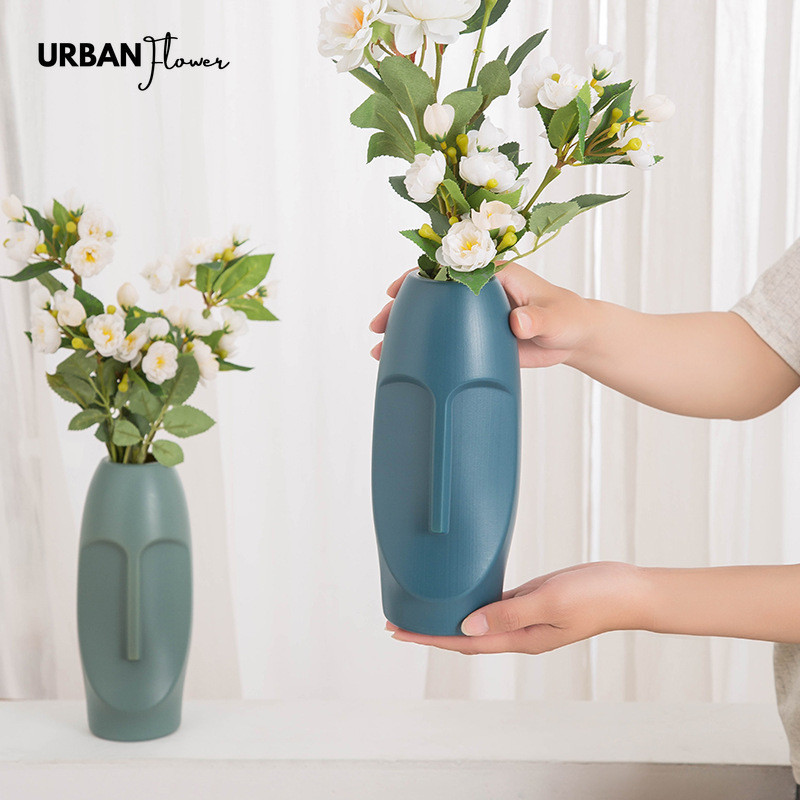 創意北歐塑膠花瓶客廳插花瓶水培花器擺件現代簡約抽象電視櫃乾燥花裝飾品擺件