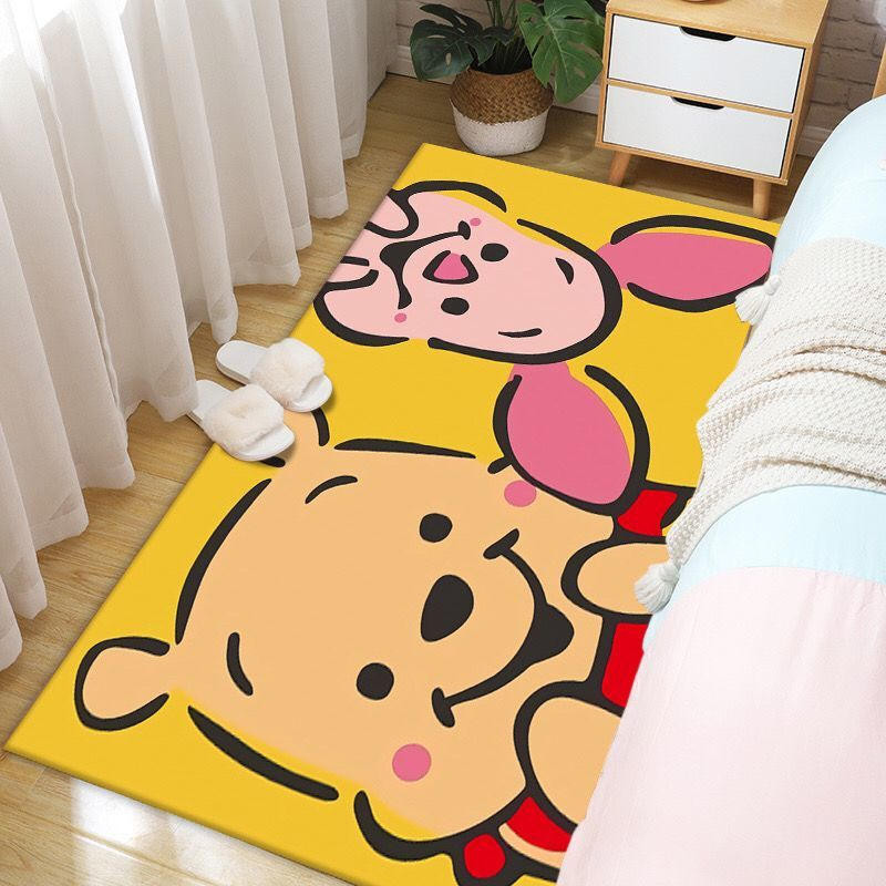 臥室床邊地毯ins風維尼熊可愛卡通床邊毯兒童房間全鋪地毯可定制