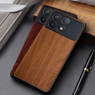 Poco f7 Pro 保護套簡約輕質木紋 pu 皮套適用於 poco f7 超保護套