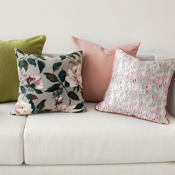 莫奈花園法式復古立體小肌理抱枕枕套30x50 35x50 50x50粉綠花朵靠墊現代輕奢沙發抱枕樣品屋軟裝家飾品