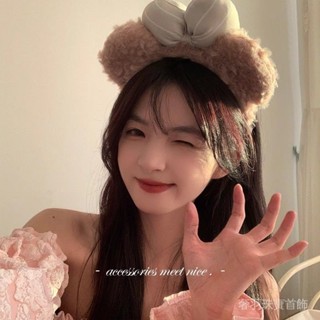 可開發票🎇鞦鼕爆款卡通立體毛絨髮箍女甜美可愛小熊頭箍蝴蝶結化妝拍照髮飾#奢羽
