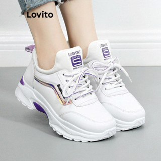 Lovito 休閒素色韓版厚底增高軟底透氣運動鞋女 LFA62213