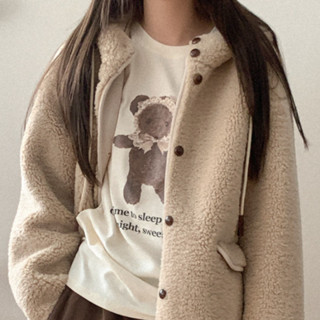 【Wen's Shop🍀臺灣】韓國女裝可愛小熊印花短袖T恤 寬鬆大尺碼短T 女生短袖上衣 穿搭衣服 休閒圓領純棉 479