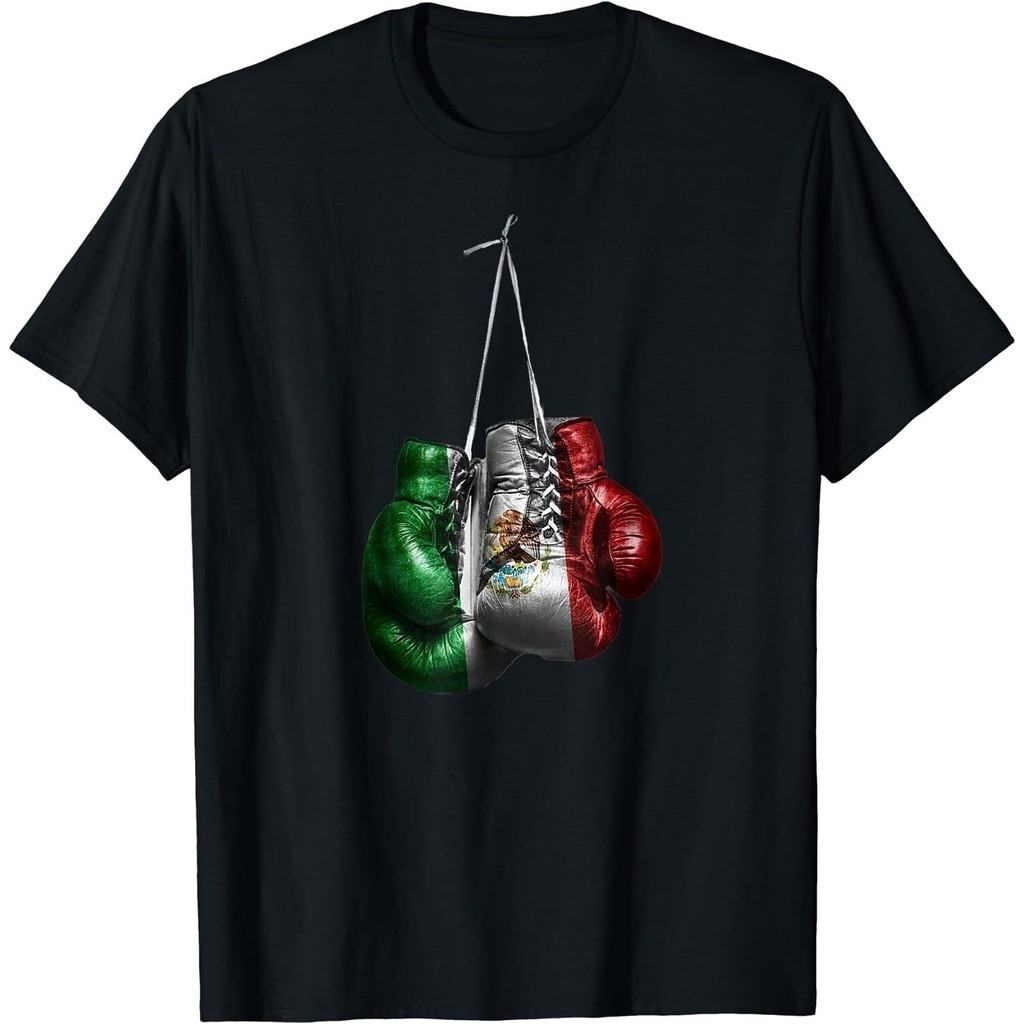 拳擊手套 T 恤 - 墨西哥復古國旗襯衫