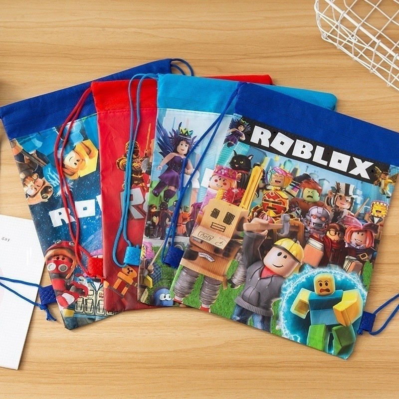12 件/批遊戲 Roblox 卡通抽繩包三維印花學校背包男孩女孩挎包捆綁背包兒童生日包