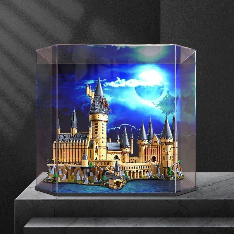 創意六邊形設計展示盒樂高霍格沃茲城堡71043模型亞克力收納盒子