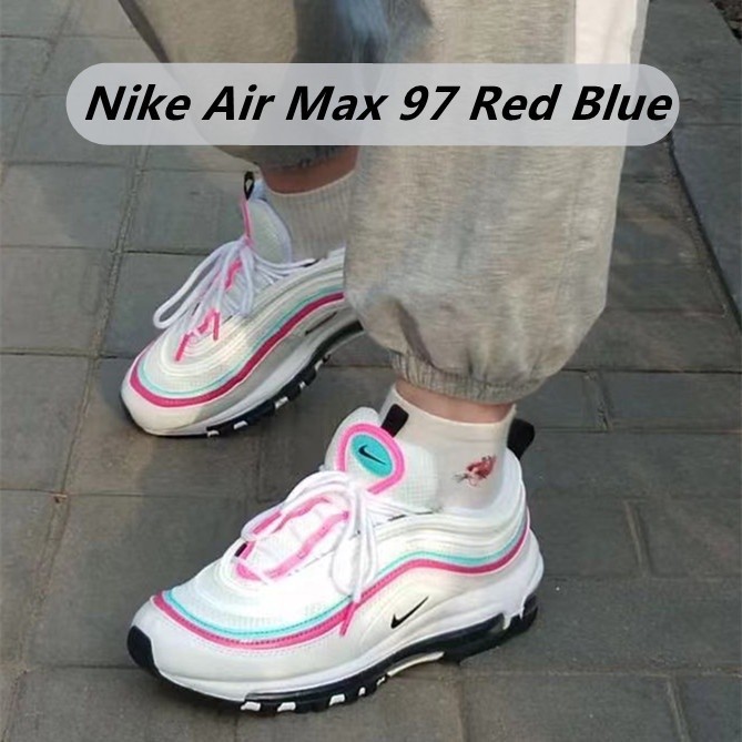 耐吉 92 色耐吉 Air Max 97 紅色藍色運動鞋女版透氣跑步鞋