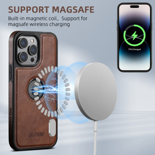 適用iPhone15ProMax無線充電MagSafe手機皮殼車用支架磁吸保護套