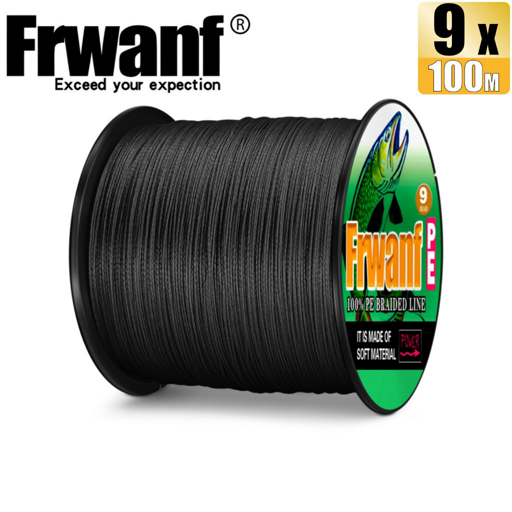 Frwanf 100M 9 股黑色釣魚 PE 線編織釣魚線電線用於釣魚線輪