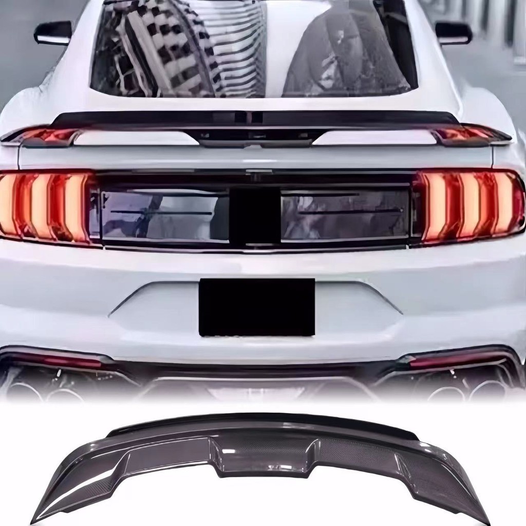 適用於Ford Mustang 改裝升級15-23款 GT500樣式  碳纖維 雙層尾翼 後擾流 定風翼 汽車改裝配件