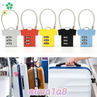 ALMA1A8安全鎖,鋼絲鋁合金密碼鎖,多功能迷你櫥柜柜子儲物櫃掛鎖3位數字行李箱行李密碼鎖