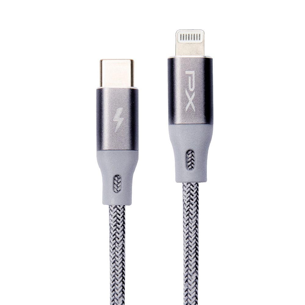 【PX 大通】UCL-1G USB-C Lightning蘋果快速充電傳輸線-1M/灰