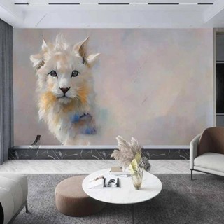 定制卡通可愛獅子貓3d照片壁紙兒童臥室客廳電視沙發背景牆裝飾自粘壁畫牆紙貼紙