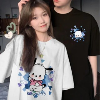 卡通爸爸狗可愛印花情侶短袖t恤女寬鬆百搭圓領上衣instagram時尚