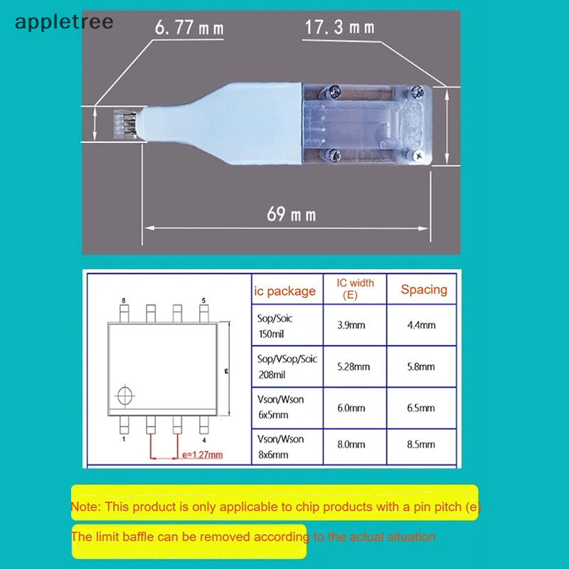 Appl Sop8 W-son 芯片下載燒寫探頭彈簧閃光 Eeprom 芯片燃燒器電纜 TW