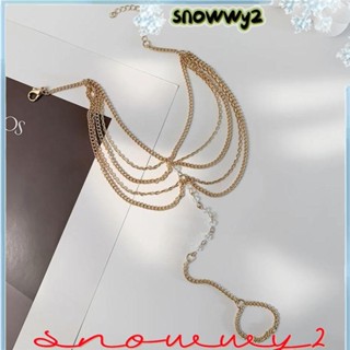 SNOWWY2腳鍊,赤腳涼鞋海灘手鐲,時尚性感魅力水晶珠珠寶首飾女人的