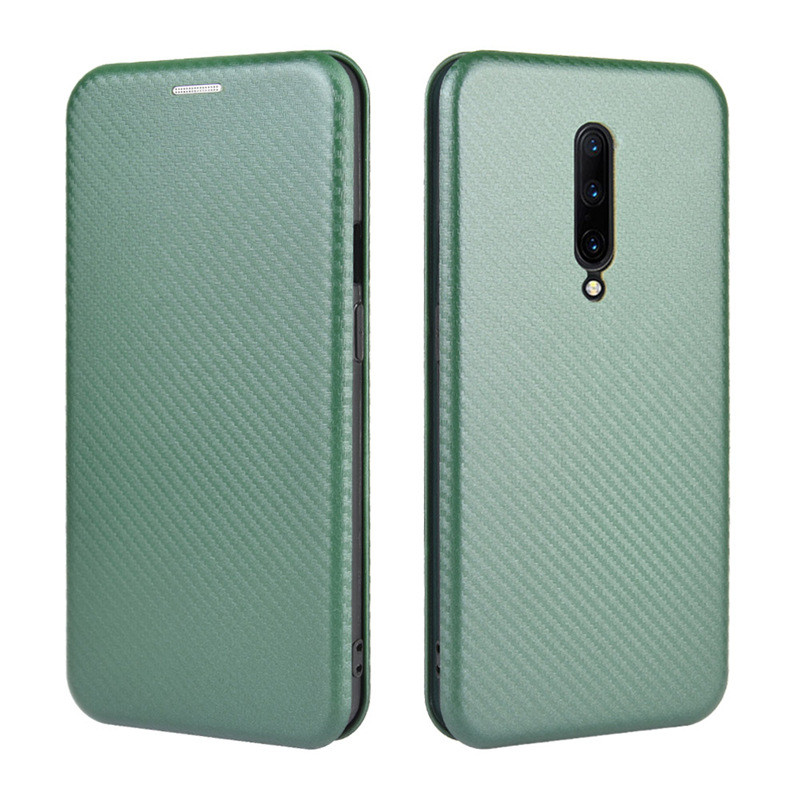 日本書本式防摔殼套適用 1+ Oneplus 一加7PRO 耐臟耐磨碳纖維翻蓋皮套素面色手機殼 新款插卡商務保護套