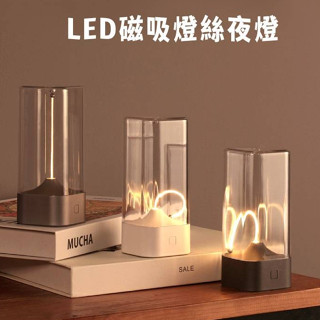 【臺灣出貨】有趣方形磁吸LED氛圍燈LED磁吸燈絲夜燈 創意量子磁吸小夜燈 便攜量子檯燈USB充電夜燈 擺件禮物 FYC
