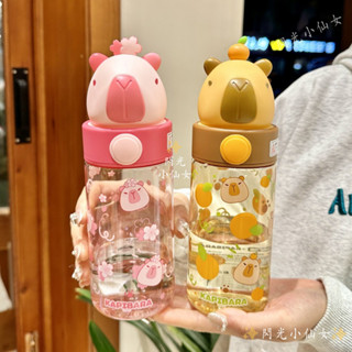 正版 卡皮巴拉 庫洛米 大耳狗 直飲水壺 500ml防漏防摔Tritan水壺 兒童水壺 Kitty 可愛塑膠隨行杯 水杯