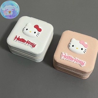 Anap 卡通 Hello Kitty 首飾收納盒便攜式旅行耳環項鍊收納盒女士戒指收納盒 PU 皮革展示櫃 EN
