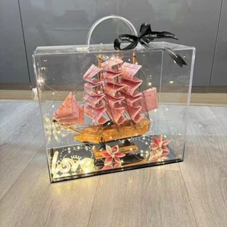 ✨臺灣熱賣✨手工地中海 一帆風順 有錢花擺件 拚裝帆船 傢居裝飾 客廳擺件 建築模型 創意設計 精緻實用
