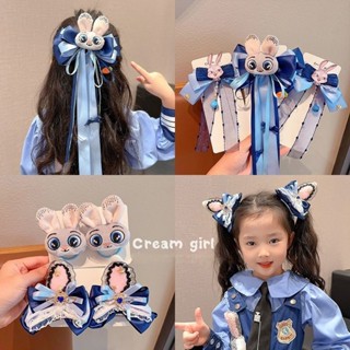 兒童髮卡卡通兔子警官頭飾小女孩動物城兔耳朵蝴蝶結頭夾髮夾髮飾