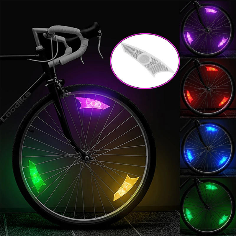 夜間騎行自行車輪胎燈 - LED 安全警示燈 - 自行車裝飾配件 - 4 色自行車輻條燈 - 防水自行車輪燈