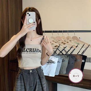 背心 背心女 吊帶背心 小可愛 內搭背心 純欲辣妹短版抹胸性感字母印花吊帶背心夏季帶胸墊緊身打底上衣女