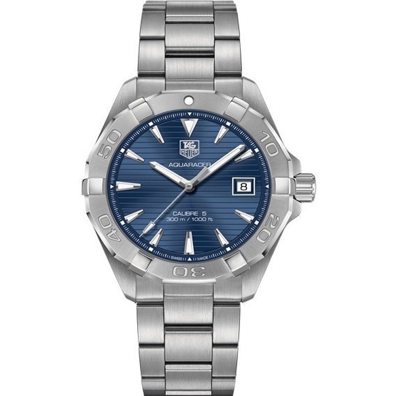 原裝新 TAG_Heuer WAY2112。Ba0928 Aquaracer Calibre 5 藍色錶盤自動手錶 41