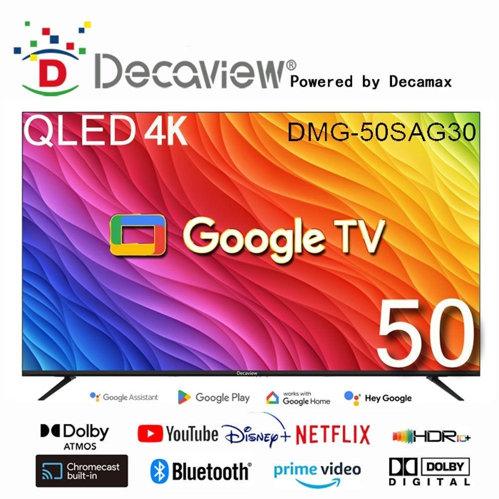 (全新)DECAVIEW 50吋 4K 量子點QLED 智慧聯網液晶顯示器 DMG-50SAG30 Google認證
