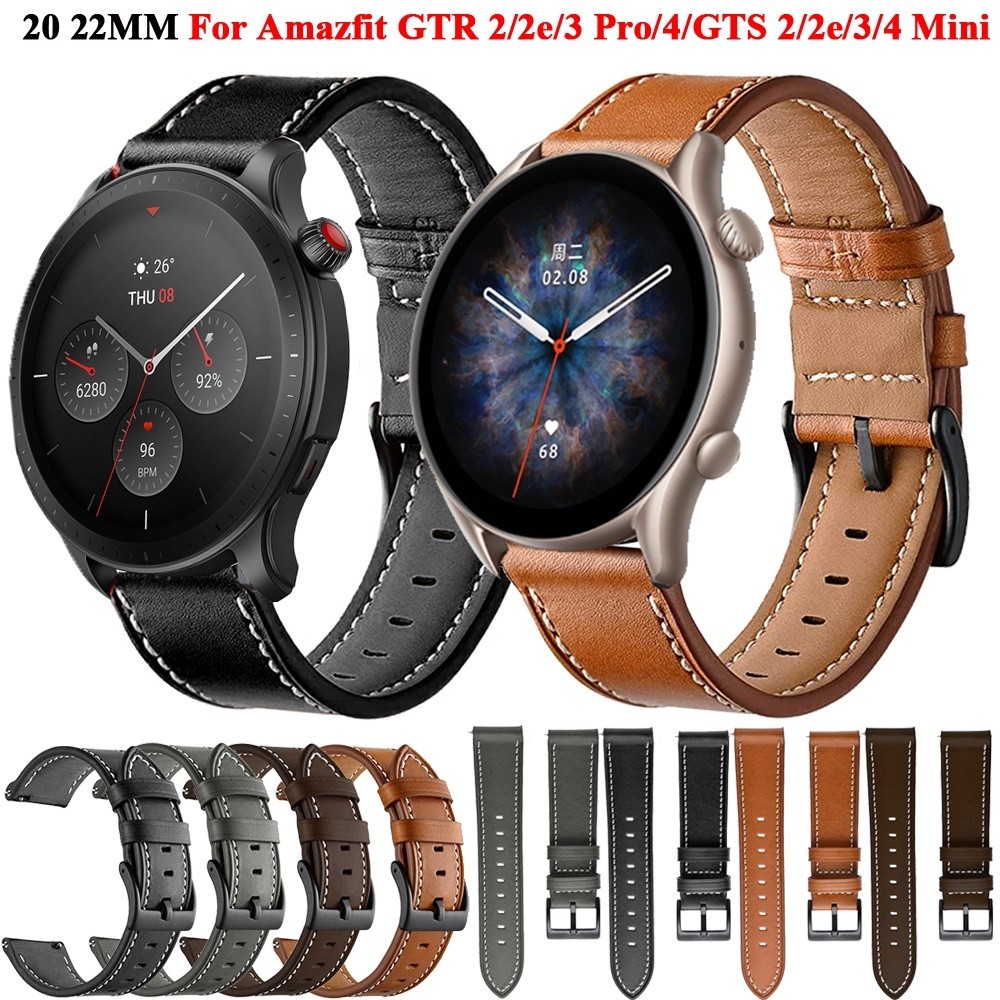 XIAOMI 20 22 毫米皮革錶帶適用於小米 Amazfit GTR 3/4 GTS 2e/Mini 42 47 毫