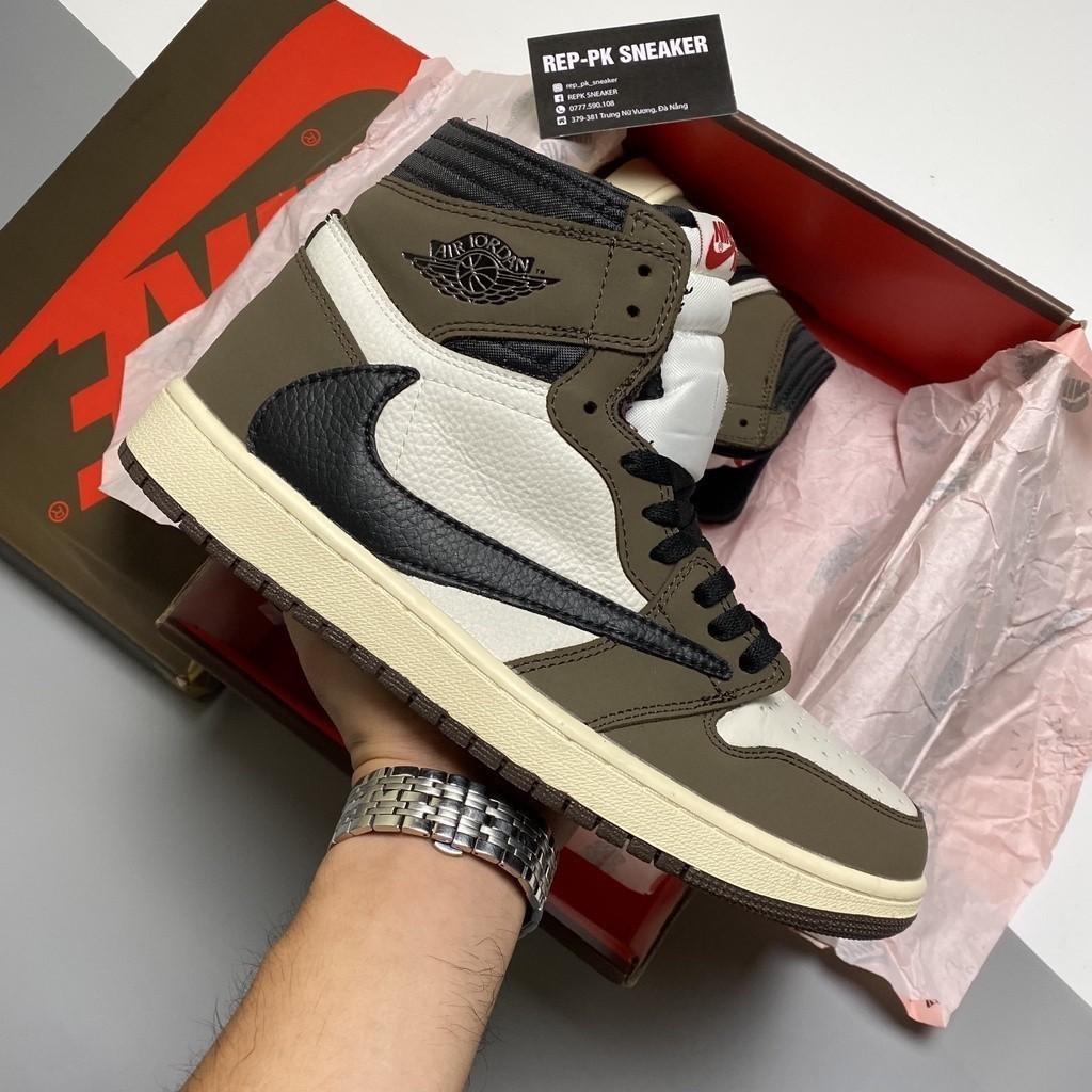 Jordan 1 high Travis SCOTT'S 籃球鞋(JD1 黑色和灰色)-repk 高品質運動鞋