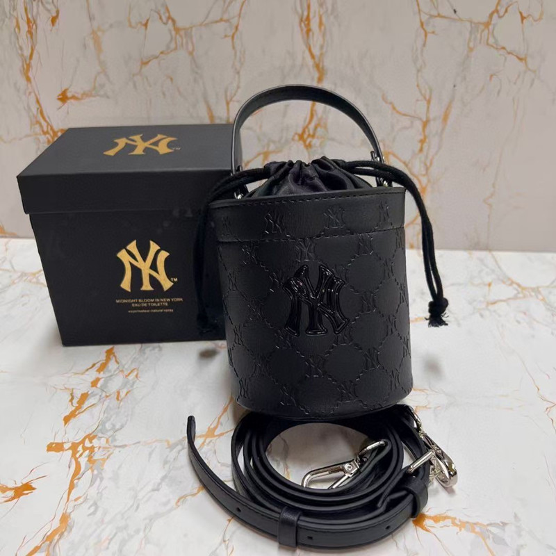 韓國MLB水桶包女新款磨砂黑高級感Nano香水包休閒單肩手提斜背包
