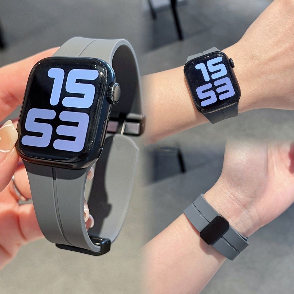 小紅書爆款 S9 矽膠磁吸扣 適用於 Apple watch 蘋果 iWatch 9 8 7 6 5 4 SE 手錶帶