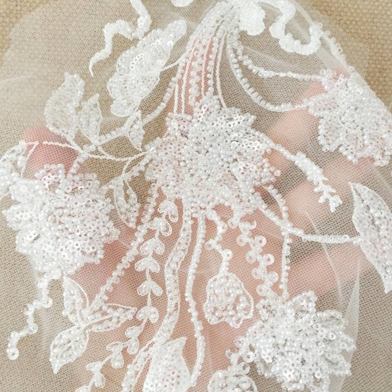 優質立體釘珠網紗蕾絲朵花花片 頭紗禮服婚紗DIY手工